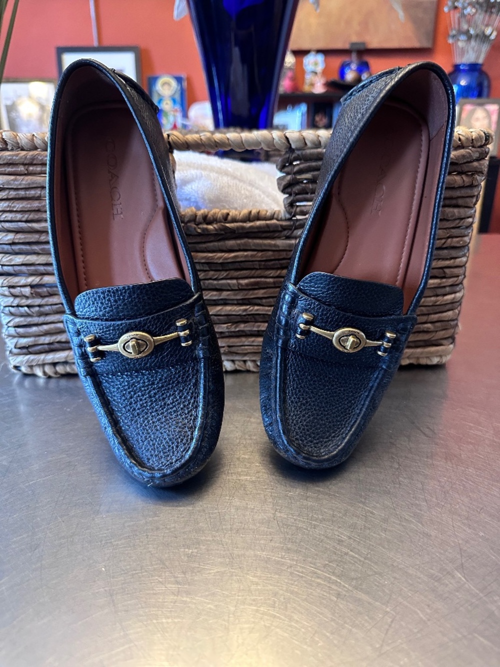 Coach Women's Crosby Moc-toe Driver Flats Color: Black Size 7.5
